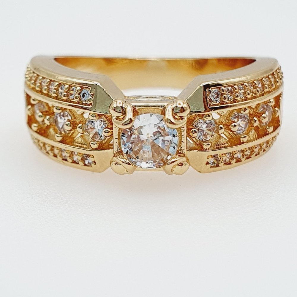 💝14K Gold Plated Beautiful Fashionable CZ Ring, GPMB1496 - Picture 4 of 8